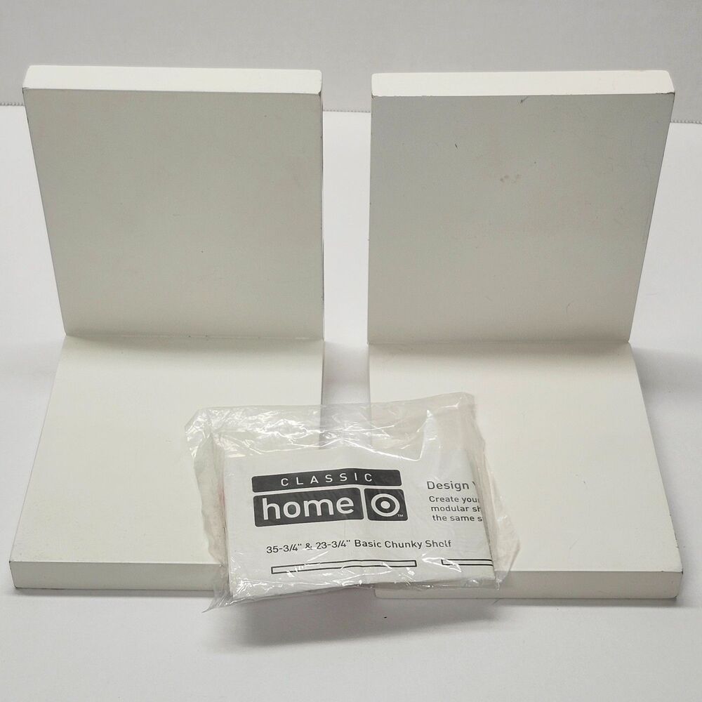 Set of 2 Target Classic Home White Chunky Floating L-Shelves Corner Decor 6"x6"